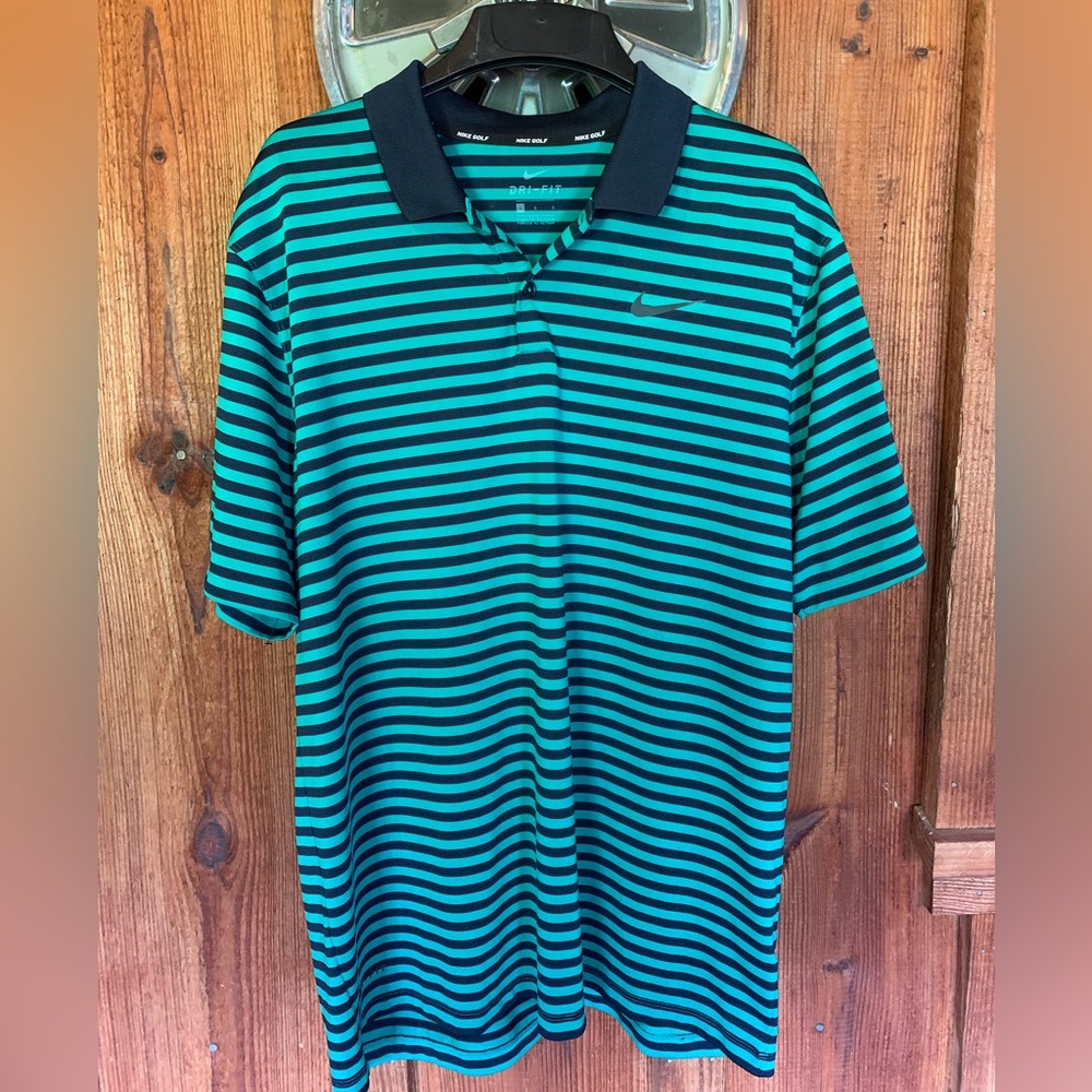 Nike Dri-Fit Polo Golf Shirt Navy/Green Size L